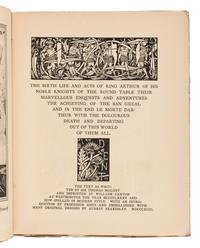 [BEARDSLEY, Aubrey Vincent (1872-1898), Illustrator]. MALORY, Sir Thomas (fl. 1470). [ Le Morte Darthur ]. The Birth Life and Acts of King Arthur of His Noble Knights of the Round Table … With an Introduction by Professor Phys and Embellished with Many Original Designs by Aubrey Beardsley . London: J.M. Dent & Co., 1893-1894.