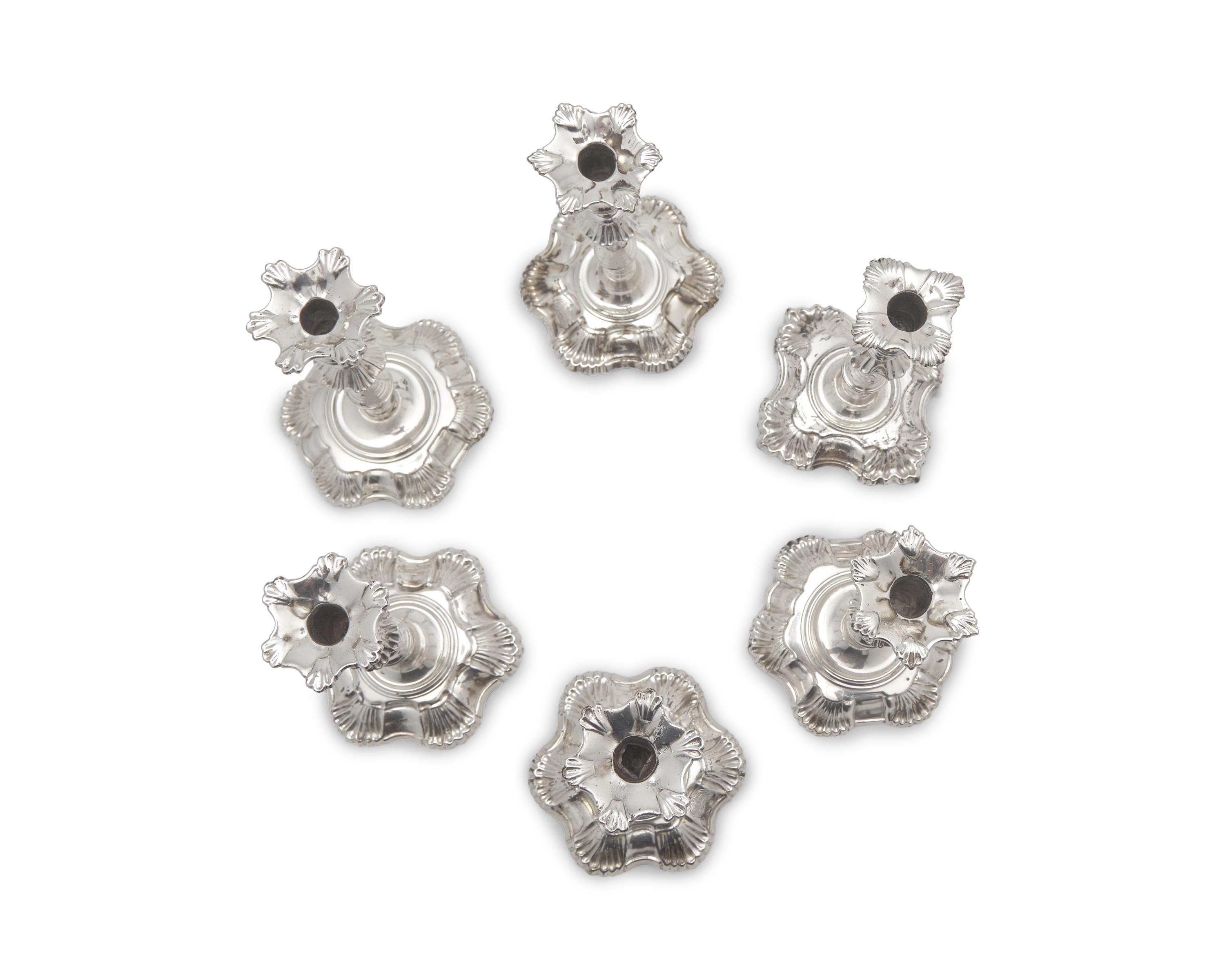 A Group Of Six George II Sterling Silver Taper Sticks