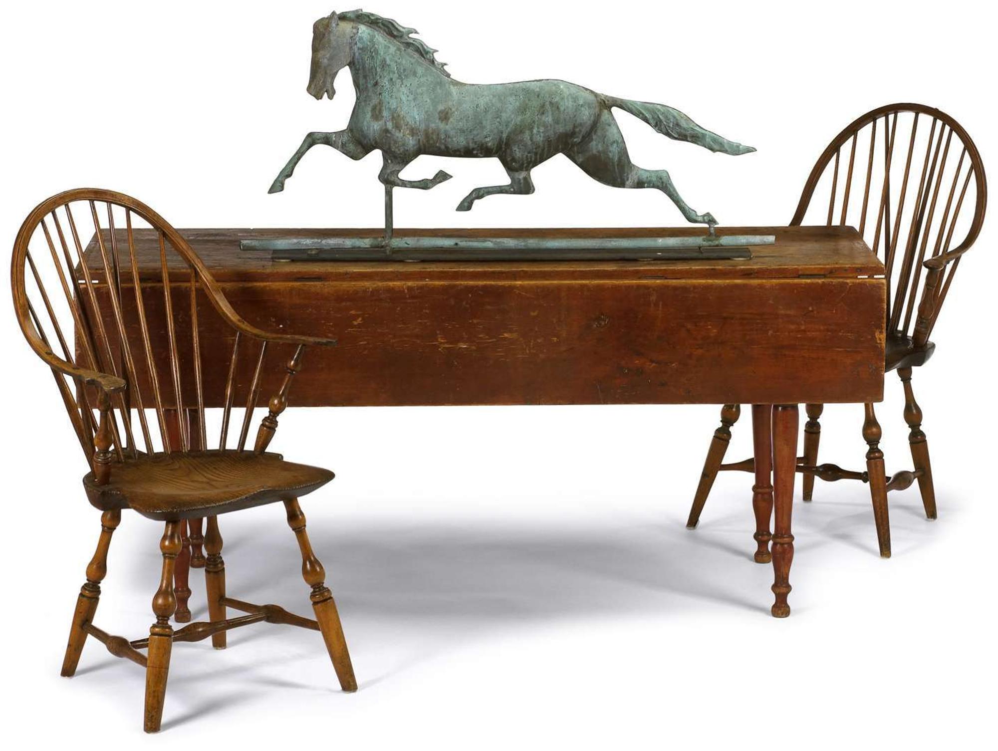 Brace-back continuous Windsor armchair branded, "e.b. tracy" (1744-1803), lisbon, ct