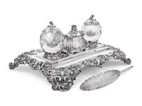A Victorian Silver and Cut Glass Mounted Standish