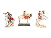 Four Continental Porcelain Horse and Rider Groups