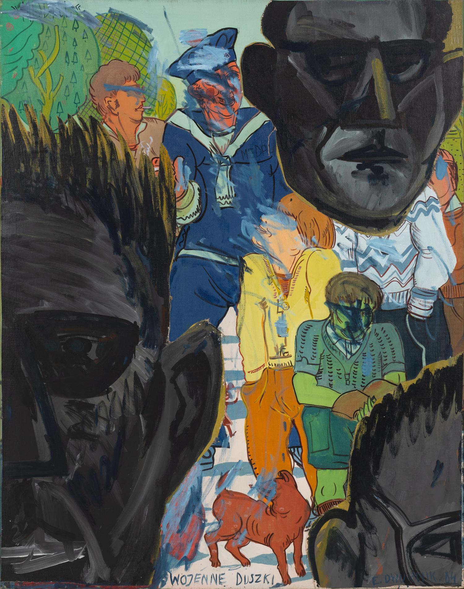 Edward Dwurnik (Polish, 1943-2018) — Wojenne Duszki (War Imps) ( from the Sportowcy series), c. 1973-1984