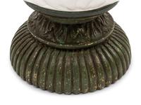 A Large Rock Crystal Center Bowl on a Painted Wood Base