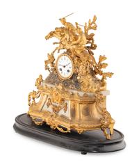 A French Gilt Metal and Alabaster Mantel Clock
