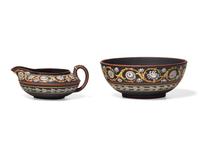 Two Wedgwood Encaustic-Decorated Basalt Tablewares