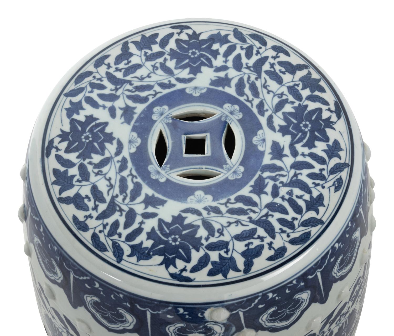 A Chinese Blue and White Porcelain Garden Stool