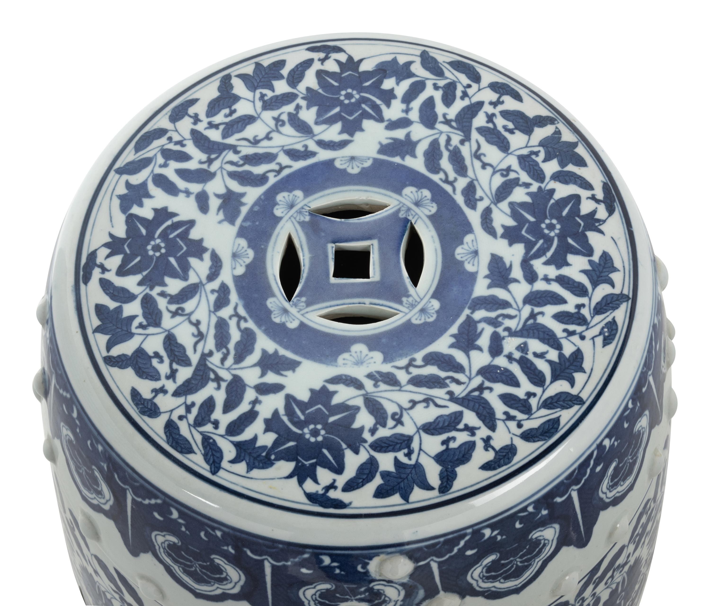 A Chinese Blue and White Porcelain Garden Stool