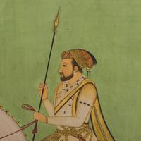 A Painting of the Mughal Emperor Shah Jahan Astride His Stallion, India, Rajasthan, 20th Century