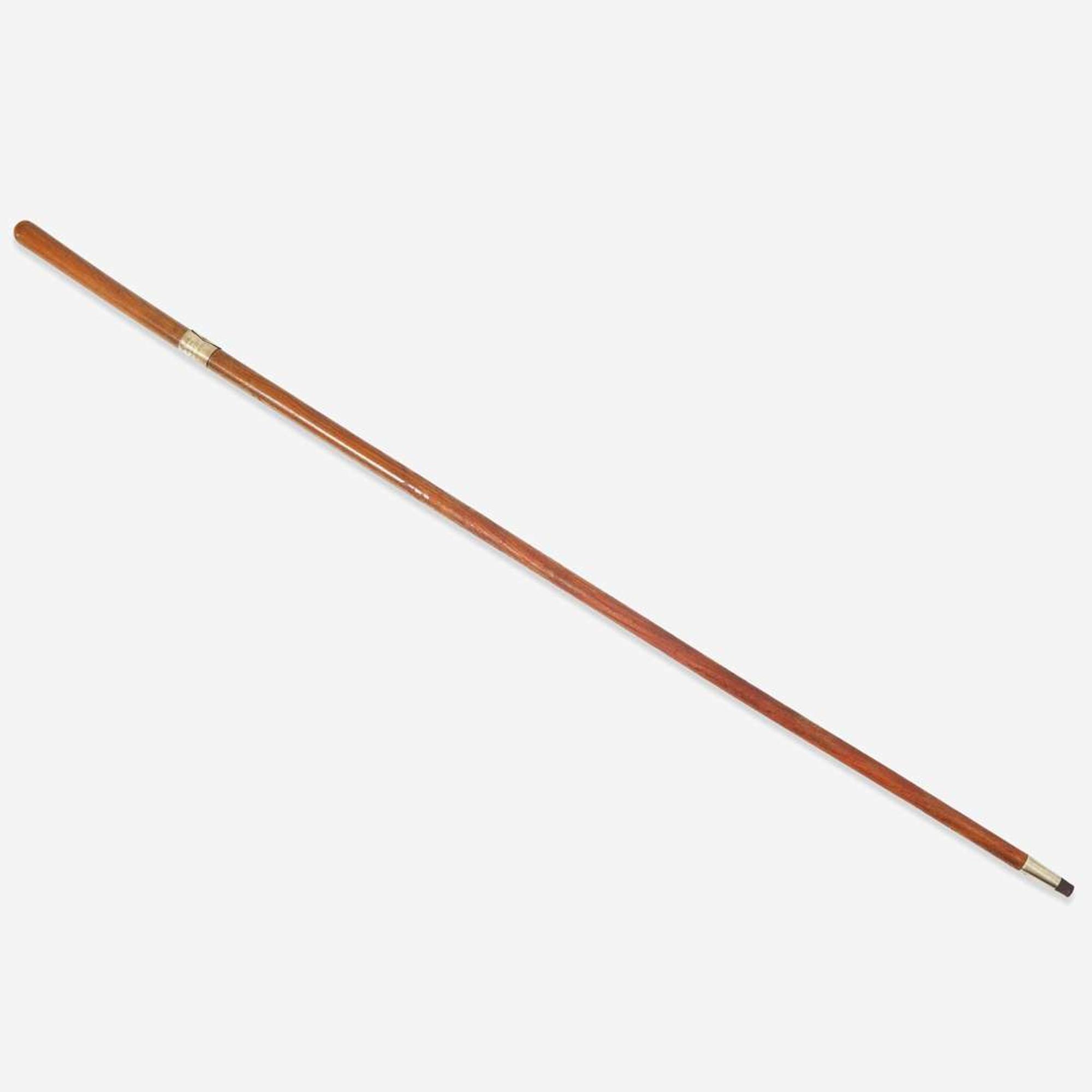 A silver-mounted elm walking stick made from the Dundas-Lippincott Elm, Philadelphia, Pennsylvania Dated, "1905"