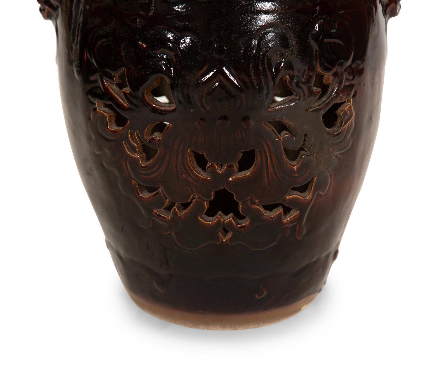 A Chinese Brown Glazed Ceramic Garden Seat — 20th Century