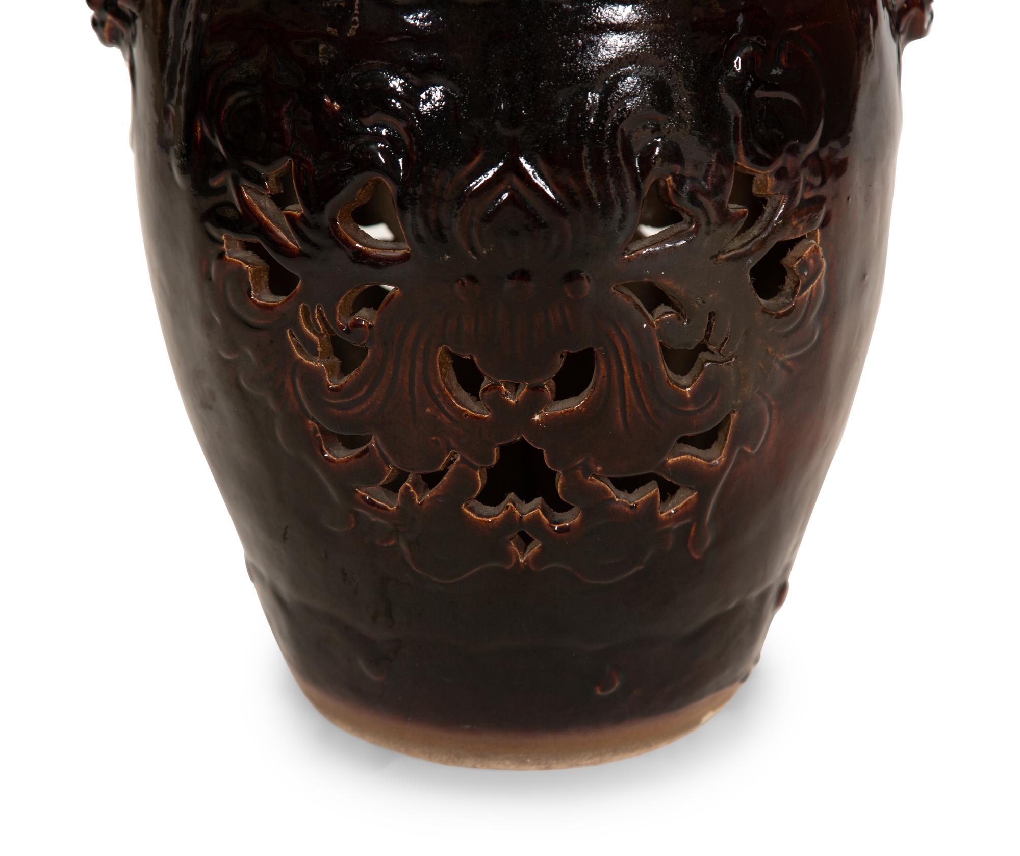 A Chinese Brown Glazed Ceramic Garden Seat — 20th Century