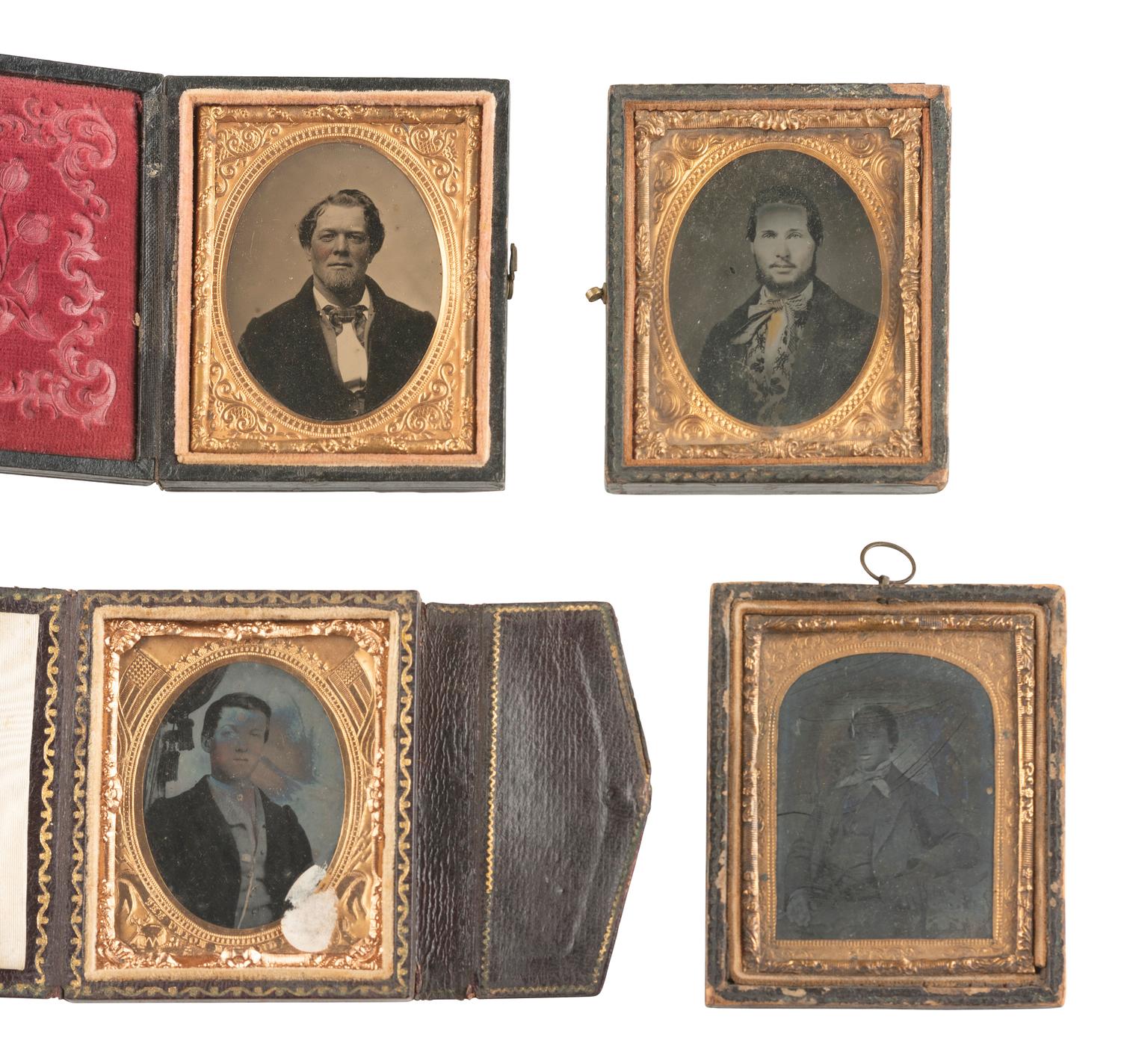 [EARLY PHOTOGRAPHY]. 32 ambrotypes and tintypes of men of varying ages.