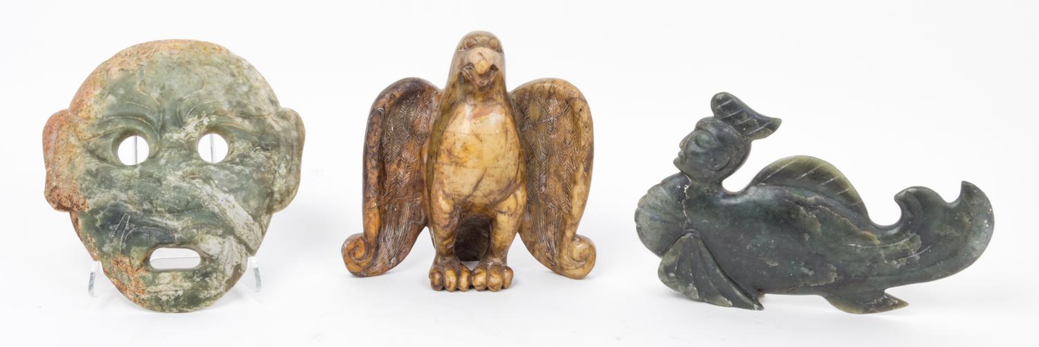 A Group of Five Archaic Jade Items Length of largest 10 inches.