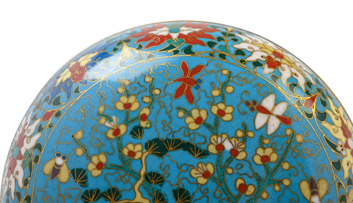 A Pair of Chinese Export Cloisonné Enamel Covered Boxes
