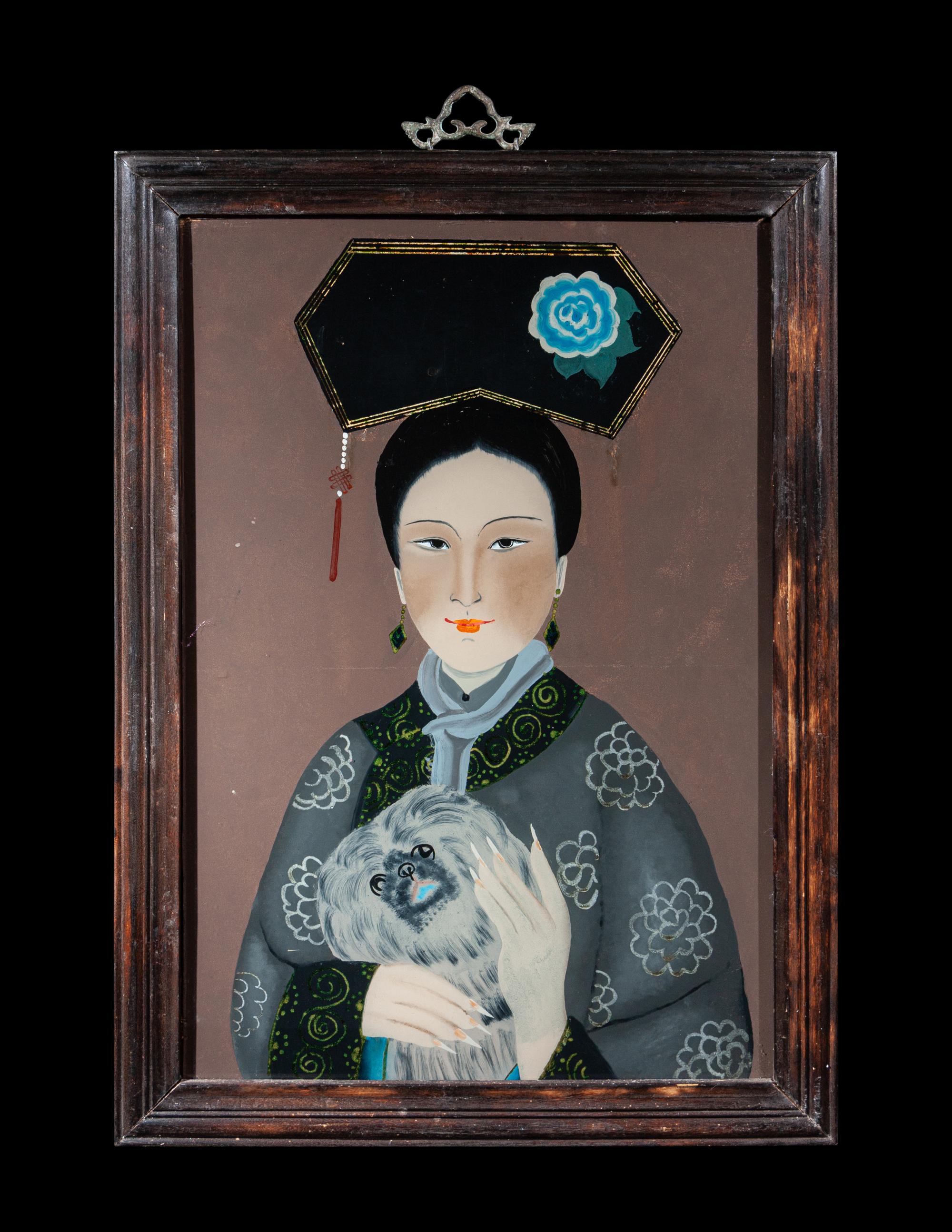 Three Chinese Reverse Glass Paintings