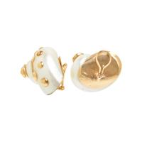 MAZ, YELLOW GOLD SHELL CLIP EARRINGS