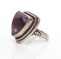 A Silver and Amethyst Ring, 12.20 dwts.