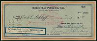 A Green Bay Packers Vince Lombardi Signed Autograph Check Presentation Formerly Displayed at Mike Ditka’s Restaurant