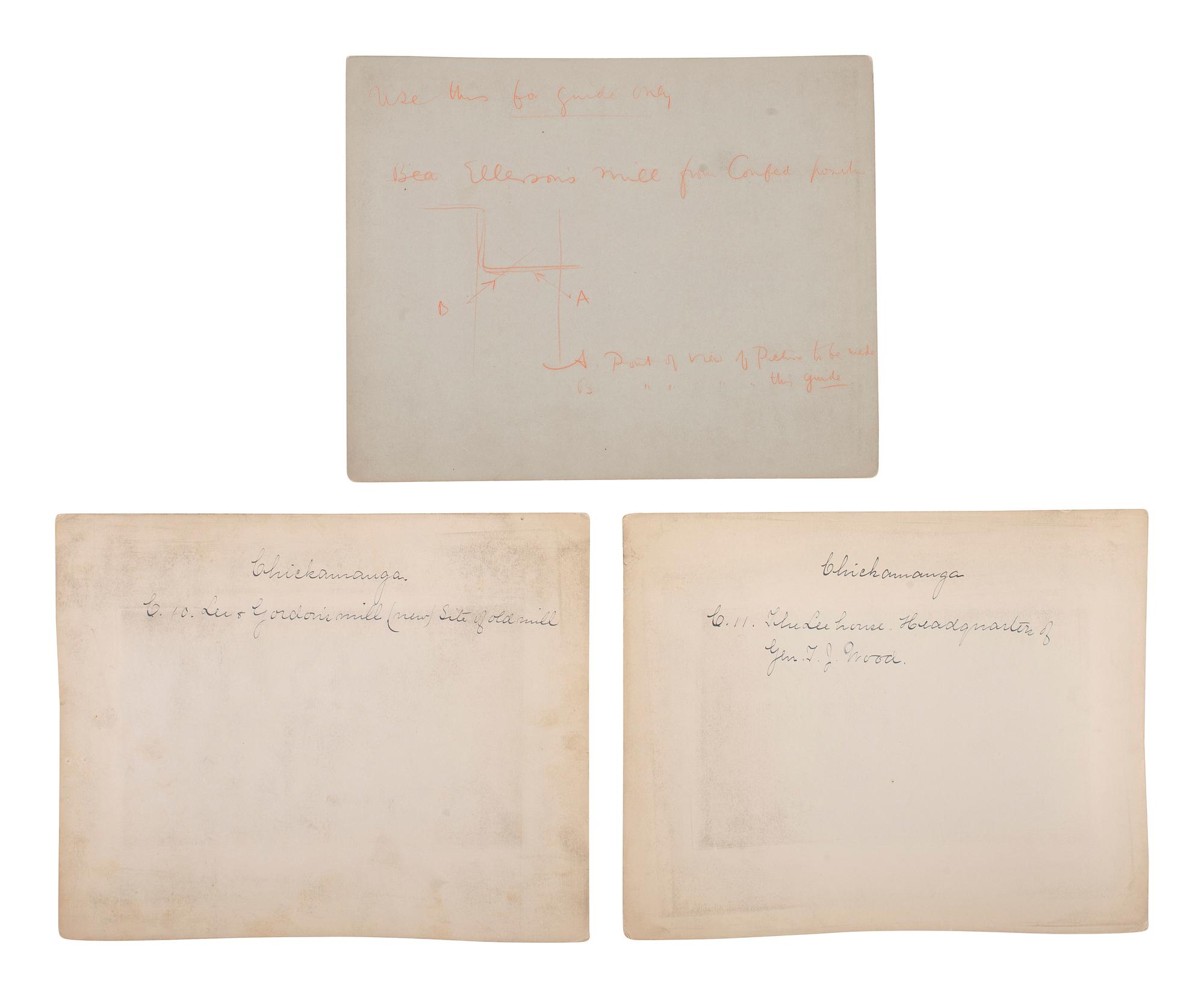 [CIVIL WAR]. 19 albumen photographs of various Civil War battlefields, particularly Chickamauga. Ca 1880s.