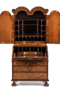 A George I Walnut Bureau Bookcase