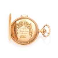 VOLTA, 18K YELLOW GOLD CHRONOGRAPH MINUTE REPEATER HUNTER CASE POCKET WATCH