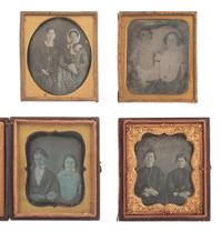 [EARLY PHOTOGRAPHY]. 28 sixth plate daguerreotypes featuring pairs of female subjects.