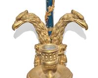 A set of four Continental Neoclassical blue enameled and gilt-bronze wall sconces, probably 19th century