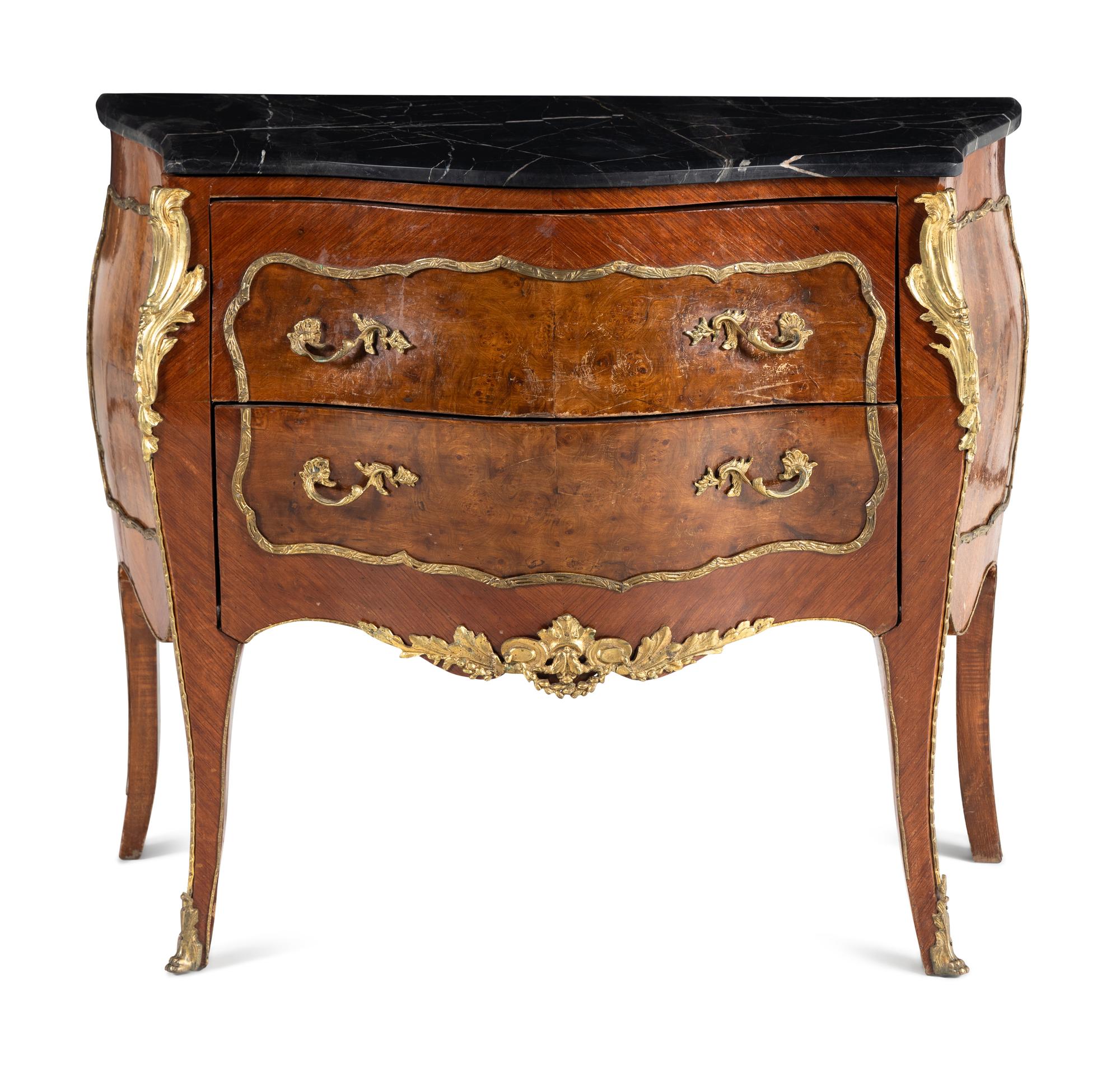 A Louis XV Style Gilt-Metal Mounted Commode
