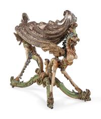 A Venetian Figural Carved and Polychrome Decorated Wood Cradle