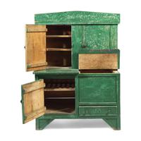 A Green-Painted Stepback Cupboard