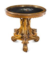 An Italian Giltwood Pietra Dura-Top Table