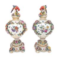 A Pair of German Porcelain Urns