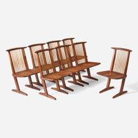 George Nakashima (American, 1905-1990) Set of Eight "Conoid" Dining Chairs, New Hope, Pennsylvania, 1972-75