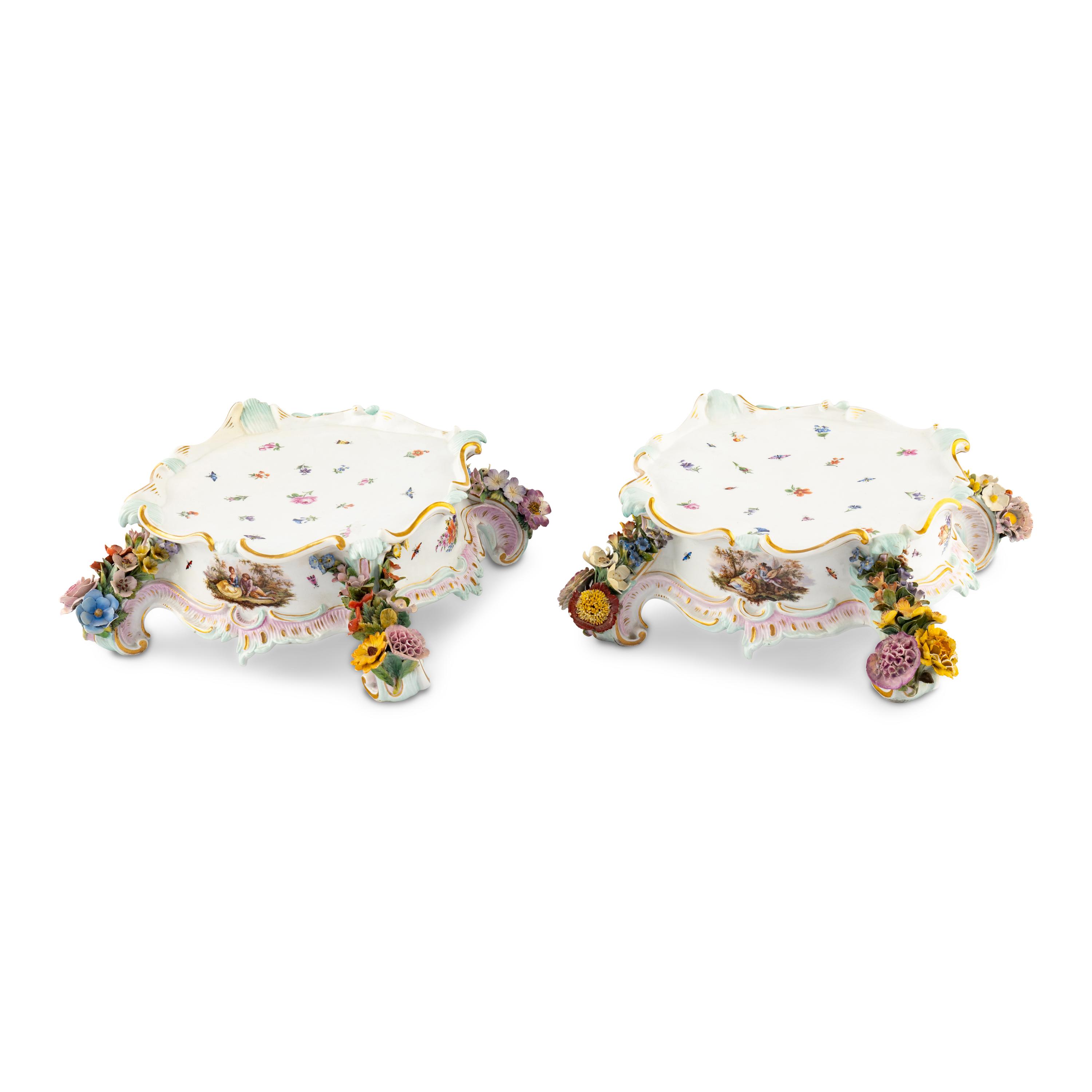 A Pair of Meissen Porcelain Stands