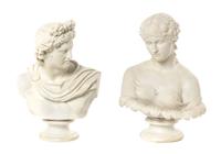 Two English Parianware Busts, Height of taller 14 inches.