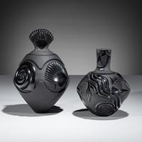 Carved Blackware Lidded Jars