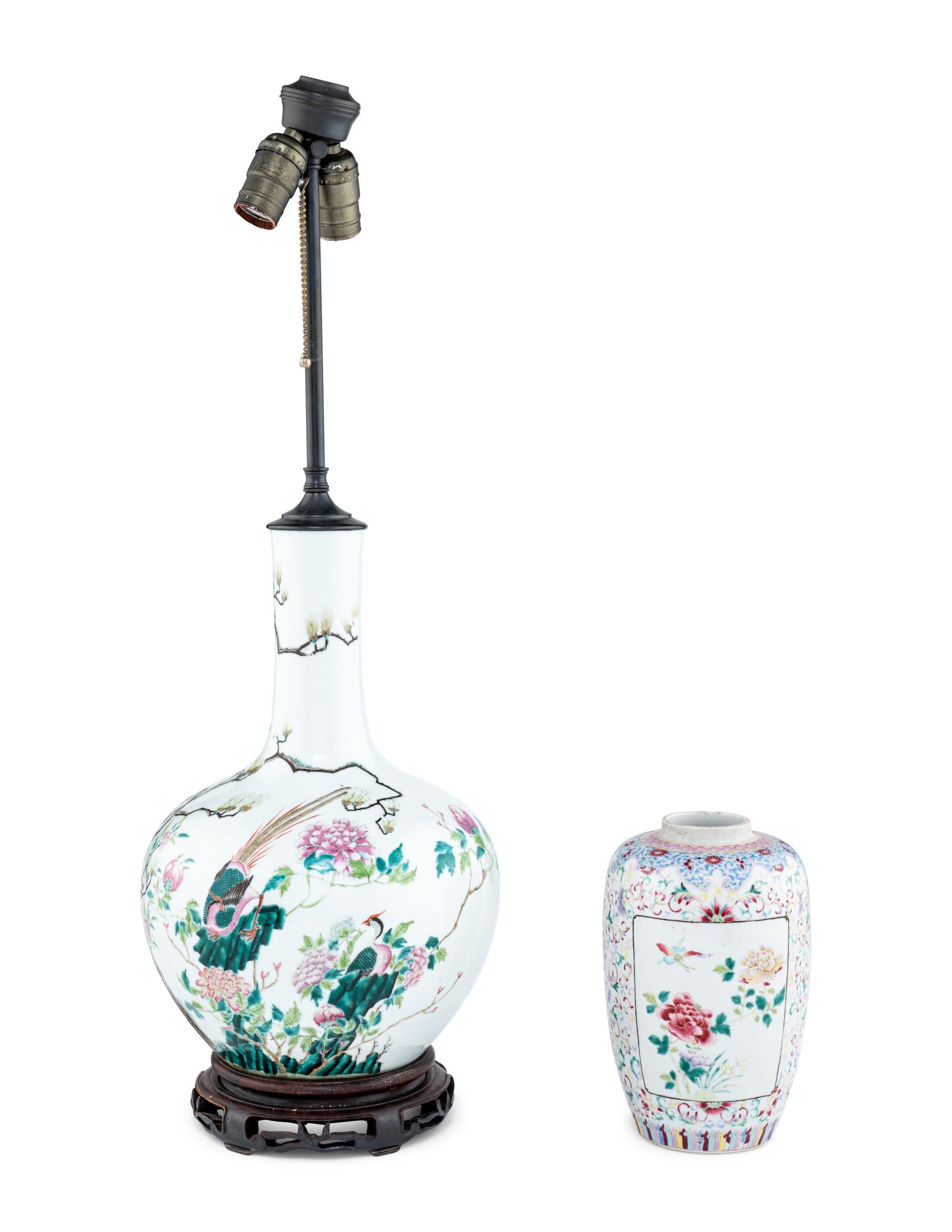 Two Chinese Famille Rose Porcelain Vases
