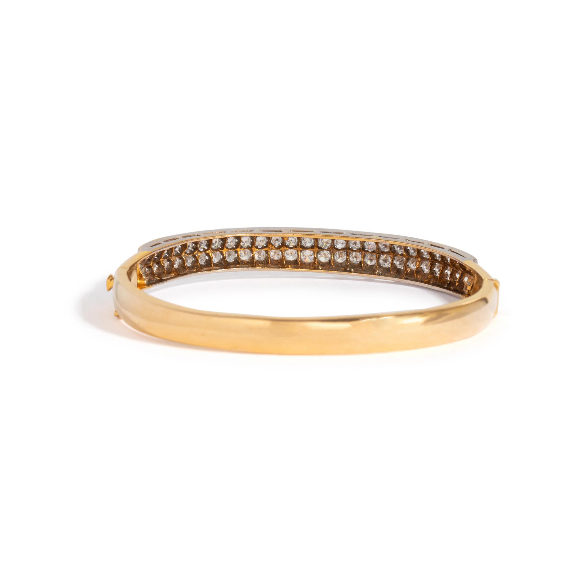 BICOLOR GOLD AND DIAMOND BANGLE BRACELET