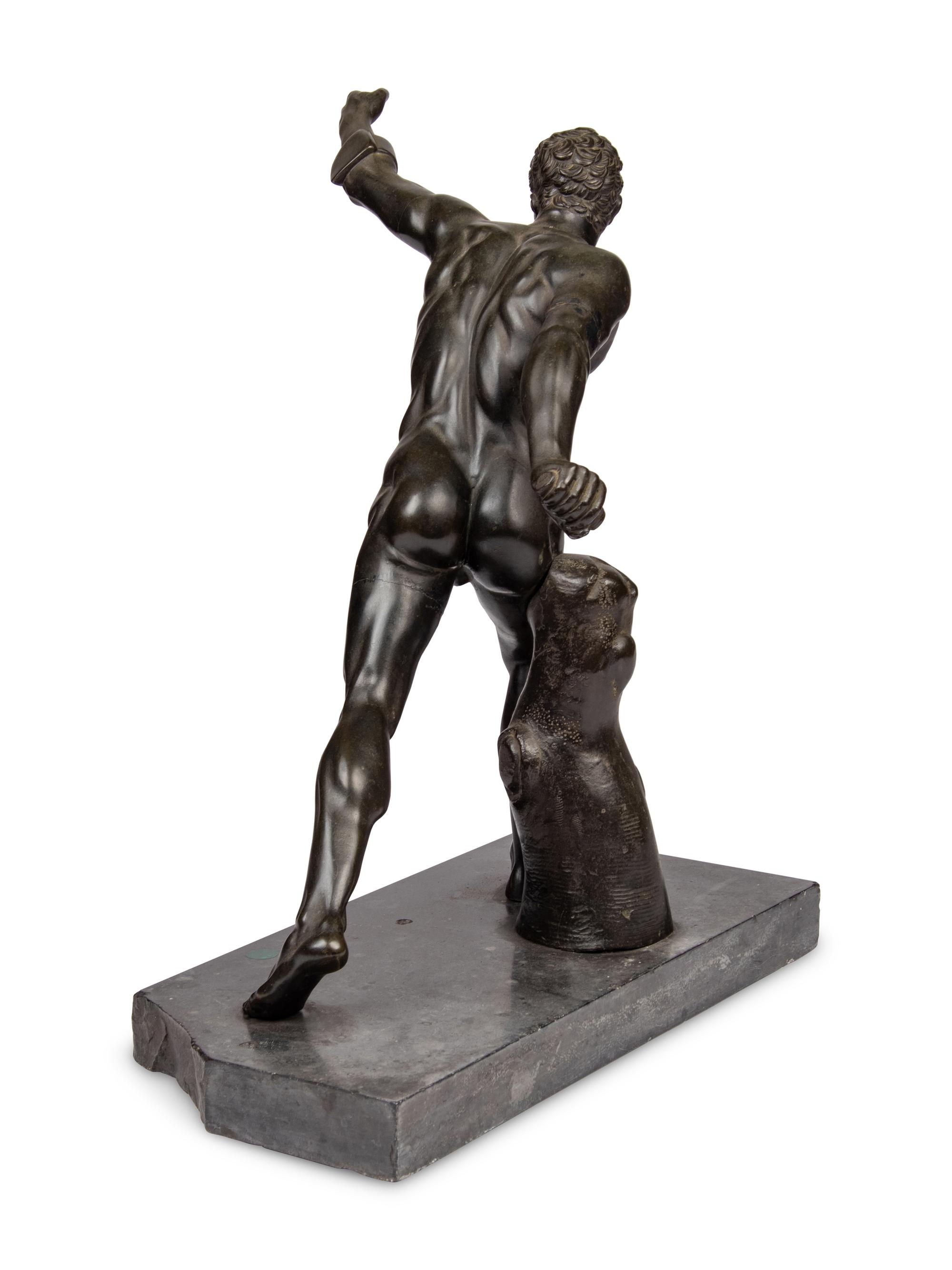 A Patinated Bronze Model of The Borghese Gladiator