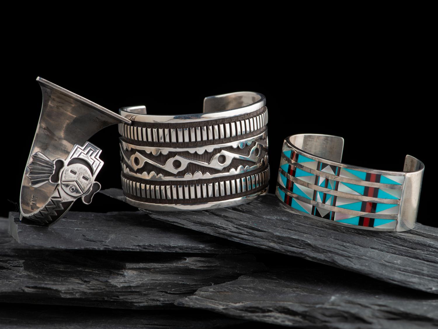 Navajo and Zuni Silver Cuff Bracelets