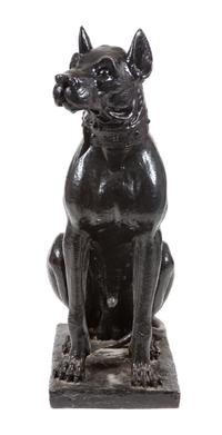 A Painted Plaster Great Dane Sculpture Height 42 1/2 inches.