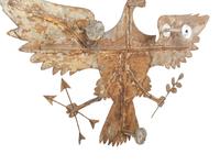 A Large Polychrome Painted Sheet Metal Eagle Crest, 19th Century