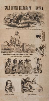 [RECONSTRUCTION]. A group of 2 illustrated broadsides, Salt River Telegraph Extra. [Philadelphia]: N.p., [1867].