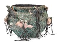 Turquoise Encrusted Pottery Fetish Bowl