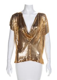 Whitting & Davis Gold Oroton Top, 1980-90s Size label: Small
