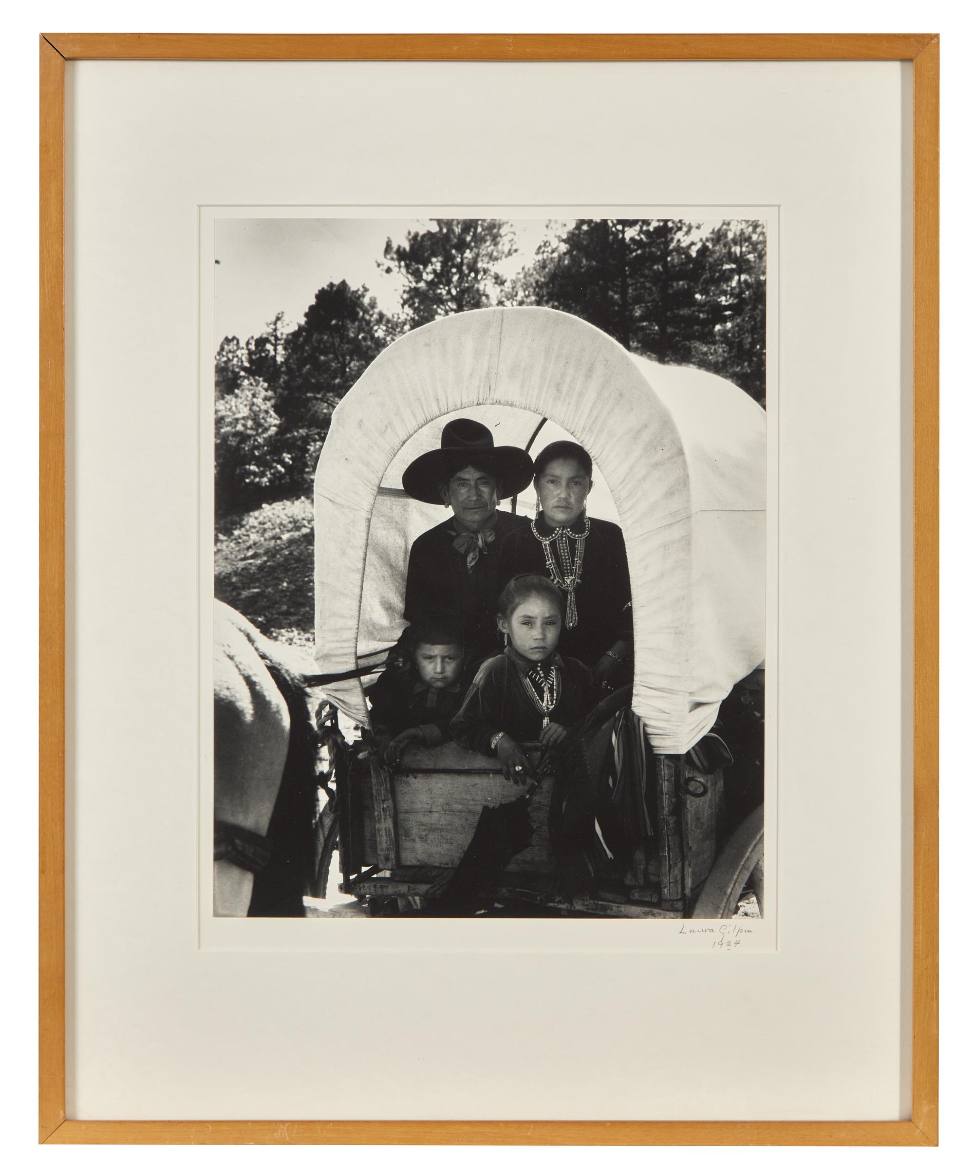 Navajo Family in Covered Wagon, 1934