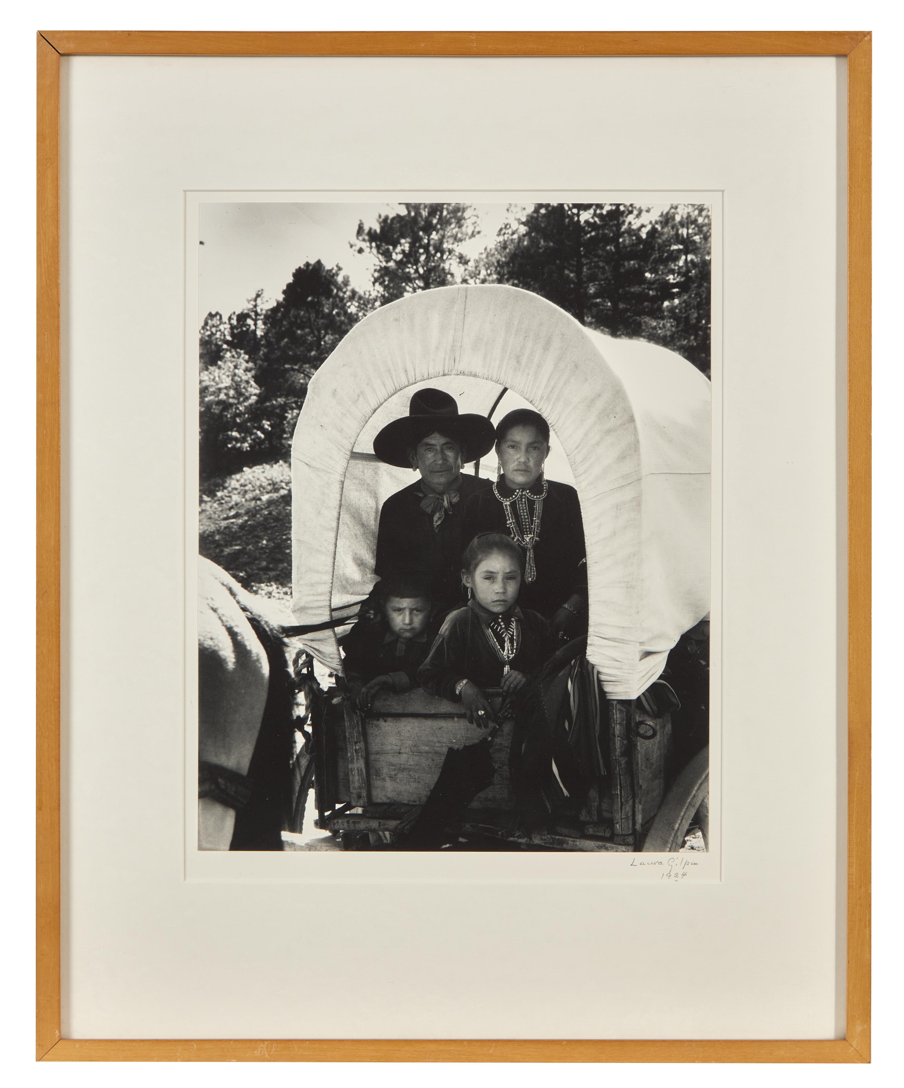Navajo Family in Covered Wagon, 1934