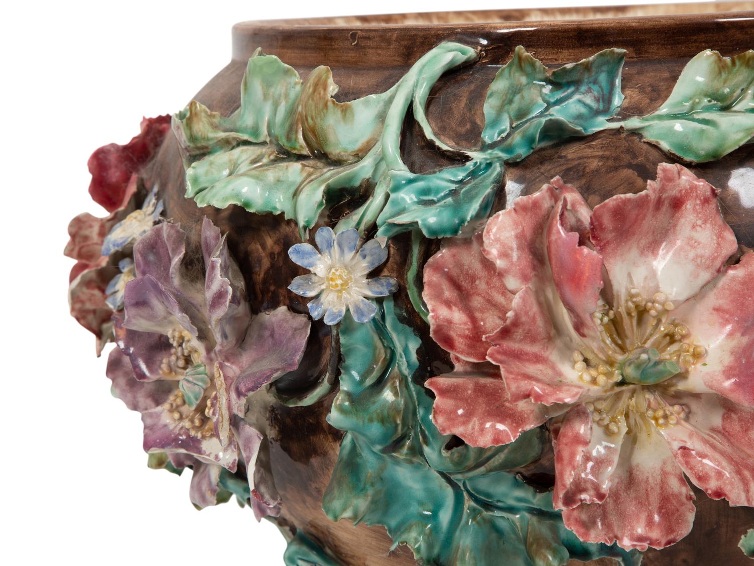A French Barbotine Majolica Vase