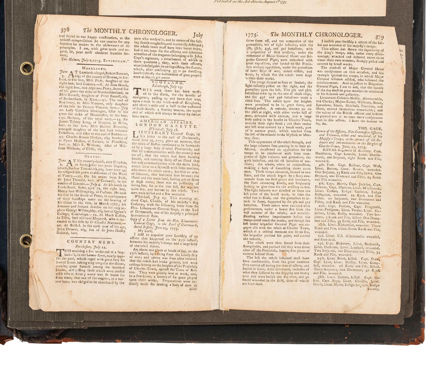 [AUTOGRAPHS]. Scrapbook containing autographs and ephemera, including scarce Revolutionary War-era imprints.