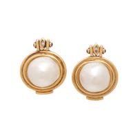 MABÉ PEARL, DIAMOND, AND RUBY CLIP EARRINGS